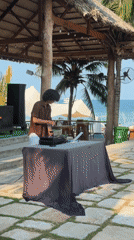 Morning beach bar DJ set and seafood dining in Phú Quốc
