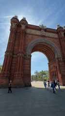 Sunny day at Barcelona's Arc de Triomf documented by witnesses
