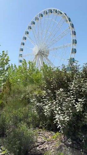 Ferris wheel and pirate display captured in Aktau