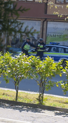 Police patrol documented in Blagoevgrad during morning hours