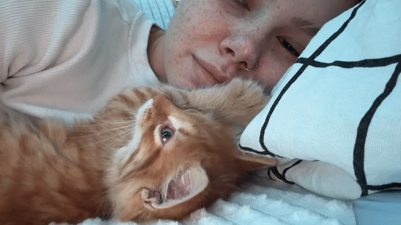 Woman rests peacefully on bed in Khimki
