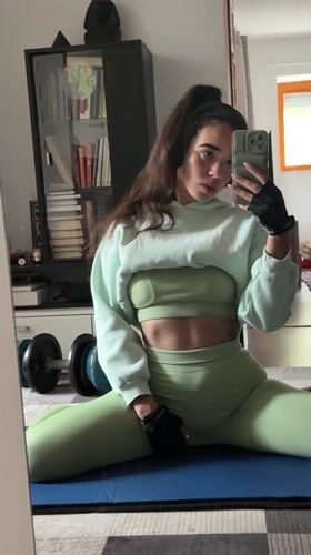 Woman records yoga selfie video in Bulgarian town