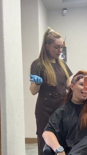 Hair salon session documented in Yerevan beauty shop