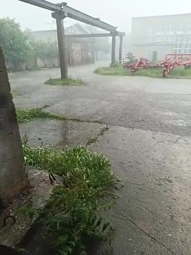 Rainstorm floods abandoned industrial site in Karnobat, Bulgaria
