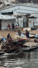 Fishing boats and shoreline activity off the Gaza coast