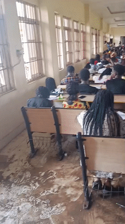 Students attend class session in Awka classroom