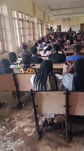 Students attend class session in Awka classroom