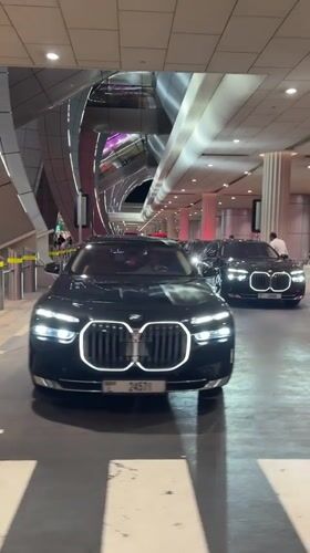 Luxury cars gather at Dubai airport pickup area