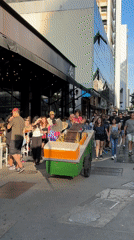 Street vendors operate outdoor market in São Paulo city center