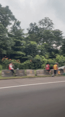 Truck overturns on road in Sukaraja, Indonesia
