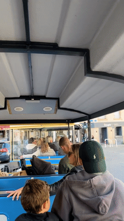 Tourist train carries passengers through Marseille's Old Port