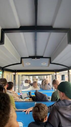 Tourist train carries passengers through Marseille's Old Port