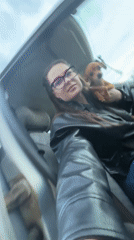 Woman and small dog spotted in rural Rusalevka