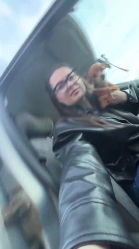 Woman and small dog spotted in rural Rusalevka
