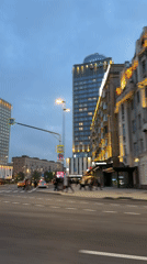 Evening traffic captured from vehicles near Golden Ring Hotel, Moscow