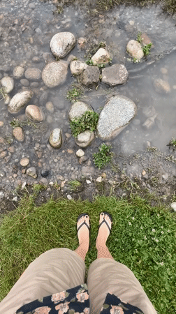 River crossing in Bedyk valley with submerged ruins