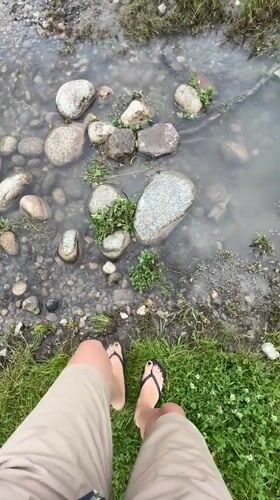 River crossing in Bedyk valley with submerged ruins