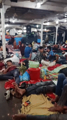 Crowded shelter conditions documented in Durgabardi, Bangladesh