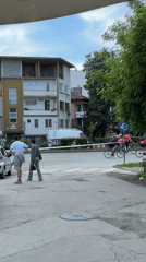 Pink-jerseyed cyclists race through central Plovdiv streets