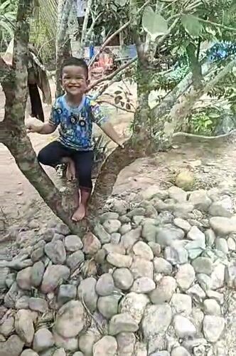 Casual outdoor moments around a rural Indonesian village
