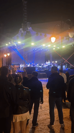Orchestra performs outdoor evening concert in Budva, Montenegro
