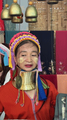 Kayan woman in traditional dress spotted at Thai markets