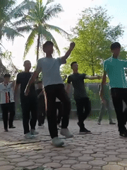 Community activities include group exercise and Arabic calligraphy painting
