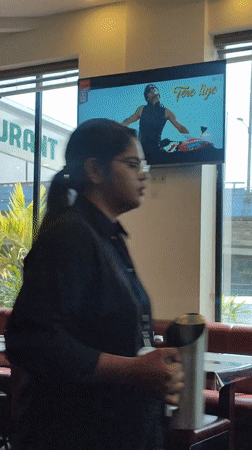 Restaurant interior captured in Ernakulam, India Friday morning