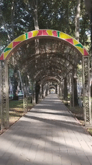 Dushanbe park and ornate civic building, summer afternoon