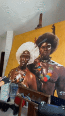 Artist Creates Traditional Portrait in Nigerian Studio