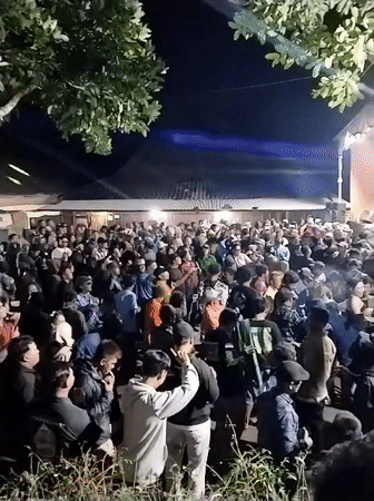 Nighttime outdoor concert draws big crowd in Nglegok, Indonesia