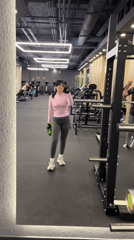 Woman documents gym workout session in Sochi, Russia