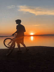 Sunset gathering captured at Chaikovsky waterfront
