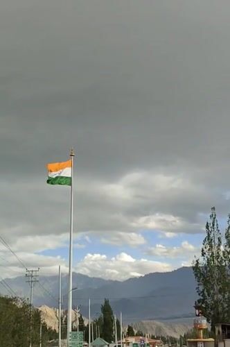 Leh landmarks and monuments under a dramatic monsoon sky