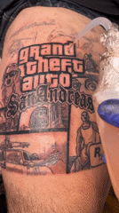 Person gets Grand Theft Auto tattoo in Buenos Aires