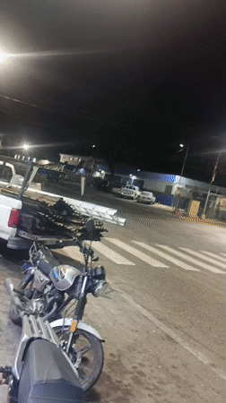Motorcycle, construction truck, police cars spotted on Juan Griego street