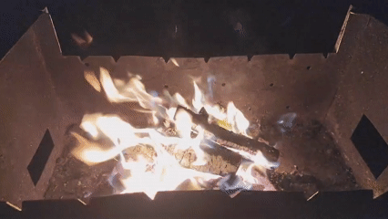 Evening fire and shashlik at a summer gathering in rural Russia