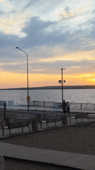 Sunset evening captured at Chaikovsky waterfront park, Russia