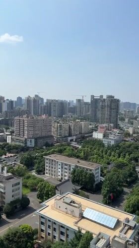 Panoramic cityscape captured in Jinjiang District, China early morning