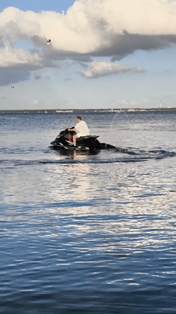Jet skiing off the Tallinn waterfront on a summer afternoon
