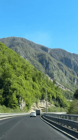 Highway traffic recorded near Monastyr, Russia during morning drive