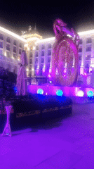 Illuminated luxury hotel captured on camera in Serik, Turkey