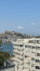 Ibiza town streetscapes with Dalt Vila in the background