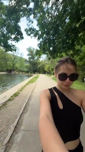 Couple enjoys morning park visit with coffee in Blagoevgrad