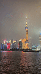 Shanghai waterfront landmarks captured in nighttime documentation session