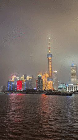 Shanghai waterfront landmarks captured in nighttime documentation session
