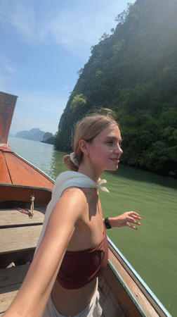 Tourist boat tour captured on video in Thailand's Phang Nga Bay