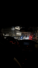 Evening drive captures nighttime Sofia city center scenes