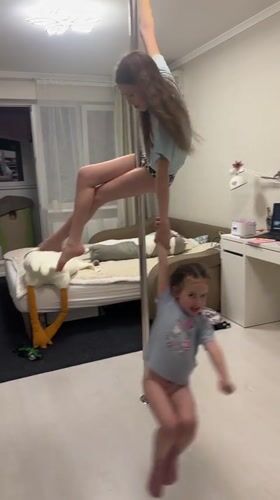 Child exercises and plays indoors in Tomilino residence