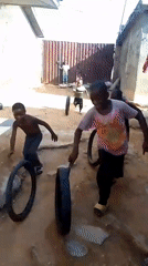 Daily life scenes: children playing, baby resting, water pouring